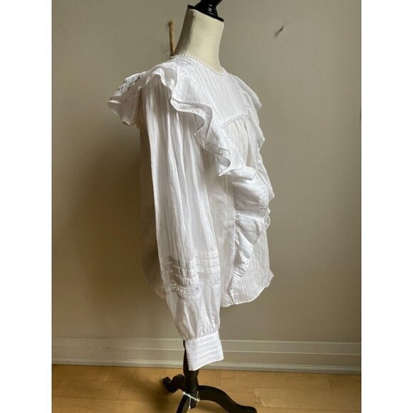Ted Baker BNWOT white blouse "Silais" double frill sz 4 (US Large) long sleeve - Picture 3 of 8